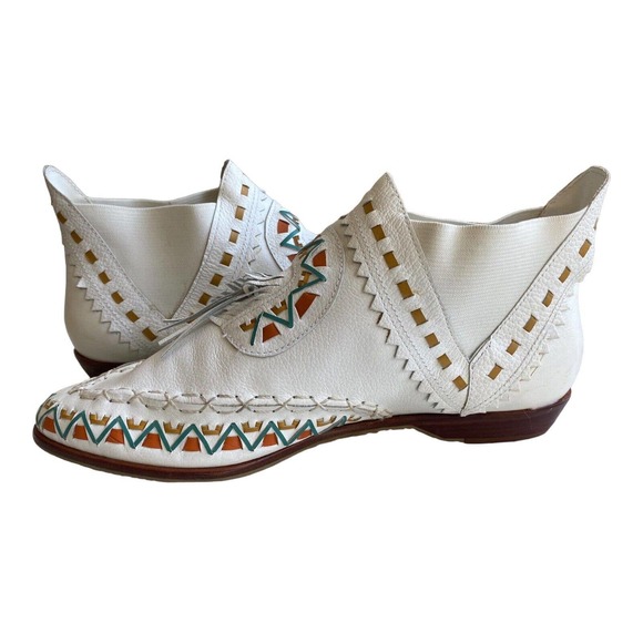 Vintage L J Simone Comanche White Ankle Boot Leather Southwest Size 8.5B - Picture 6 of 11
